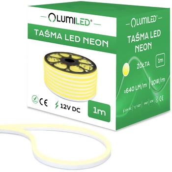 Taśma LED NEON 12V 10W 120LED Żółta IP67 6x12mm 1m Lumiled