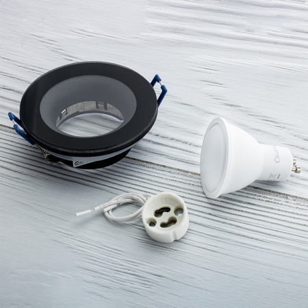 Oprawa HALOGENOWA AQUA Podtynkowa Stała Okrągła Czarna GU10 IP44