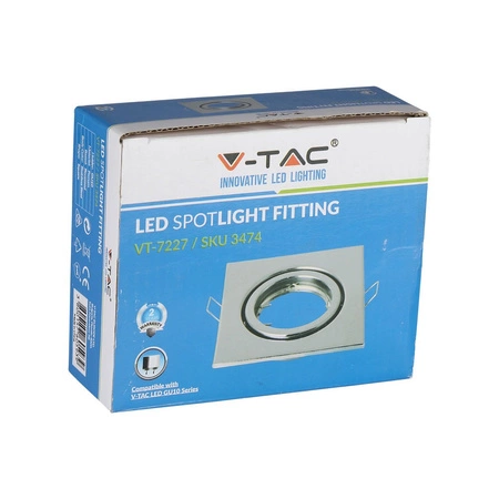 Oprawa Sufitowa Podtynkowa Oczko GU10 Kwadratowa Srebrny VT-7227 V-TAC