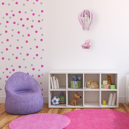 Lampa wisząca BALONIK 1xE27 60W Dziecięca Balonik Miś Różowa MLP6426 Milagro Metal + Drewno