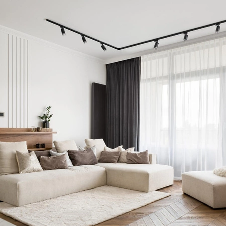 Zestaw Szynowy Szynoprzewód Szyna Listwa 1-Fazowa + 6x Reflektor GU10 Czarna PARIS Sanico Goldlux