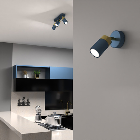 Kinkiet JOKER NIEBIESKI ZŁOTY lampa sufitowa ścienna GU10 MILAGRO Metal styl nowoczesny