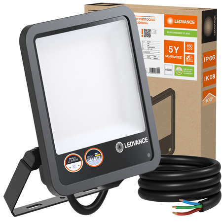 Naświetlacz LED Reflektor Zewnętrzny Lampa 165W 20000lm 4000K IP66 Czarny Z Czujnikiem Zmierzchu Floodlight Ledvance