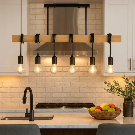 Lampa Sufitowa Oprawa Wisząca 6x E27 Czarna Brązowa Nido Masterled