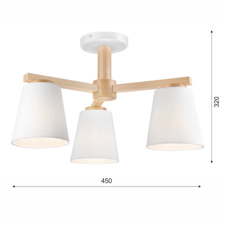 Lampa Sufitowa ELLIE 3xE27 Drewniana LM-3.113 Lamkur