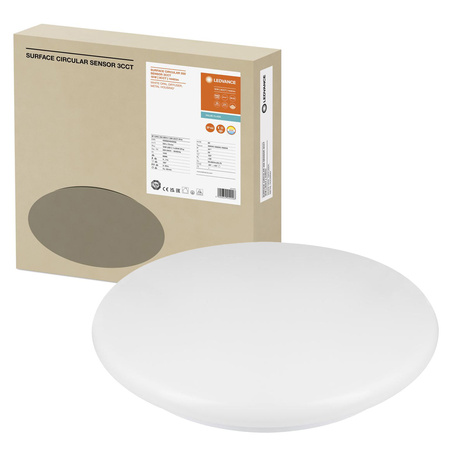 Plafon LED Lampa Sufitowa 18W 1440lm 3000K - 4000K - 5000 K CCT z Czujnikiem Ruchu Zmierzchu Natynkowa Biały 35cm Surface Ledvance