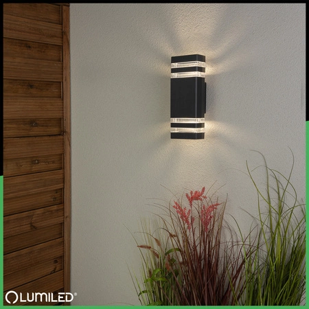 Lampa Ogrodowa Kinkiet Elewacyjny góra dół GU10 Czarny PROTEA LUMILED