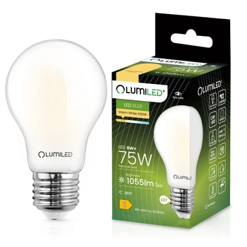 Żarówka LED E27 A60 8W = 75W 1055lm 3000K Ciepła 360° Filament Mleczna LUMILED