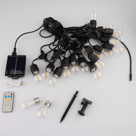 ZESTAW Girlanda Solarna SOLLIS 22x LED 2700K 15m PILOT IP65 + Adapter Sieciowy 6,6W LUMILED