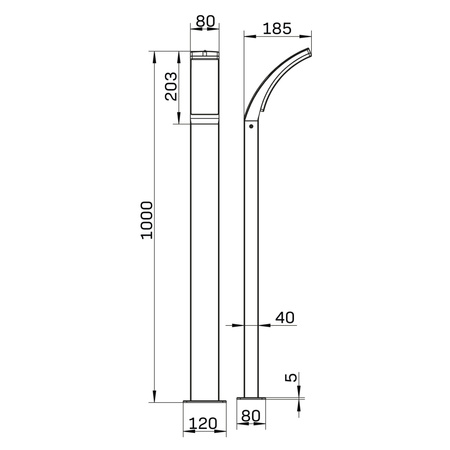 Lampa Ogrodowa LED Słupek Zewnętrzny Stojący 12W 1600lm 4000K Neutralna 180° Czarna IP44 Amy Sanico Goldlux