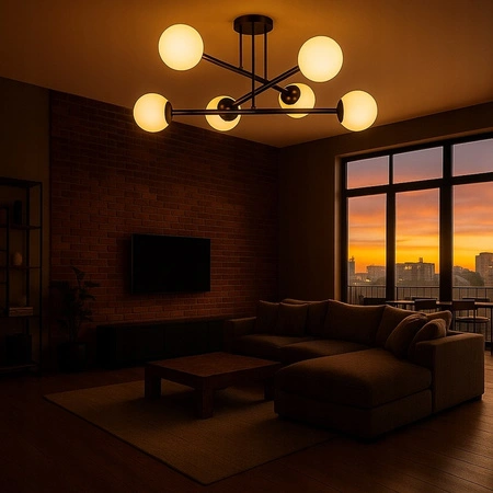 Żyrandol Lampa Oprawa Wisząca Sufitowa Dekoracyjny 6x E27 Czarny 74cm Bali Masterled