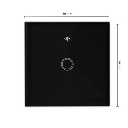 Włącznik szklany DOTYKOWY Wi-Fi LED czarny pojedynczy