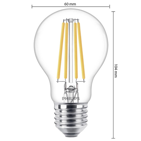 Żarówka LED E27 A60 10.5W = 100W 1521lm 2700K Ciepła Filament PHILIPS