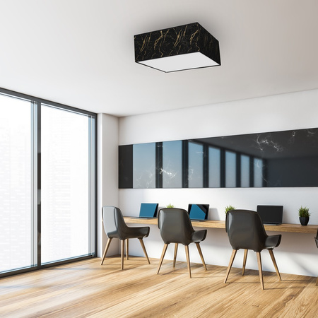 Plafon LED Lampa Sufitowa SENSO Czarna Złota Kwadrat 3xE27 Milagro