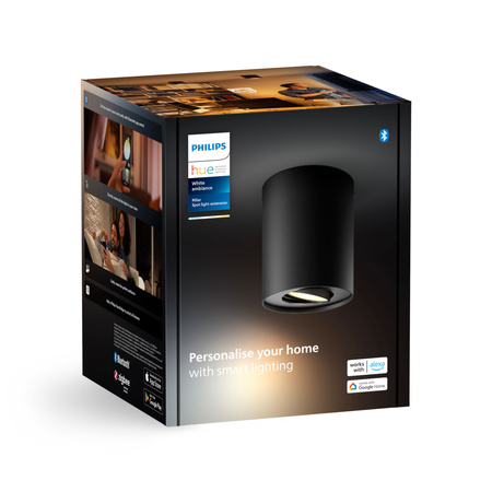 Lampa Sufitowa LED Oprawa Natynkowa TUBA SPOT 4.2W 400lm IP20 White Ambiance TW Czarna Inteligentna SMART Zigbee Bluetooth Pillar Philips HUE