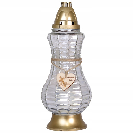 6x Znicz Szklany Kochanej Babci na Grób 40h na Wkład Całoroczny 33cm