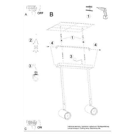 Lampa Sufitowa Oprawa Natynkowa SPOT TUBA Reflektor 2x GU10 Wisząca Zwis Ruchoma Tubularna Czarna Nowoczesna Norano Sollux