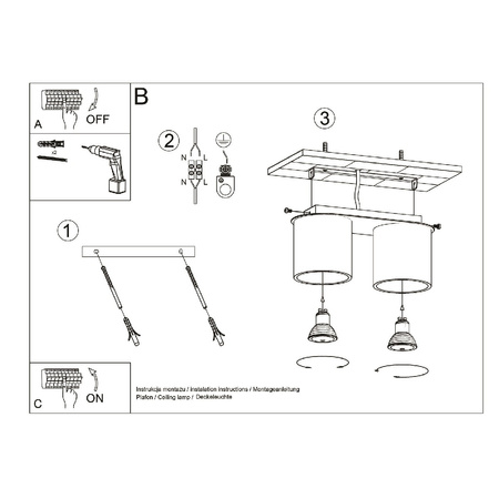 Lampa Sufitowa Oprawa Natynkowa 2x GU10 Cylindryczna Czarna Nowoczesna Orbis Sollux