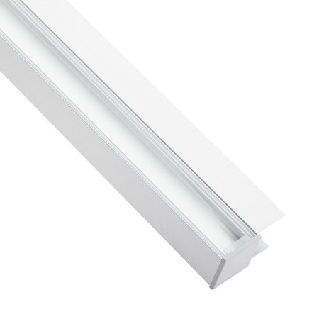 Profil Meblowy Aluminiowy Anodowany do taśm LED KM48 Srebrny Regałowy Nawierzchniowy 2m + Przesłona przeźroczysta + Zaślepki