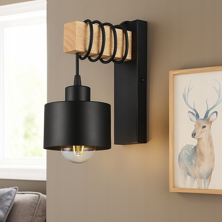 Kinkiet Ścienny Lampa Natynkowa E27 Czarny Elza Masterled