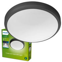 Lampa Ogrodowa Plafon LED 6W 600lm 4000K IP54 Wodoodporna Czarna Doris Philips