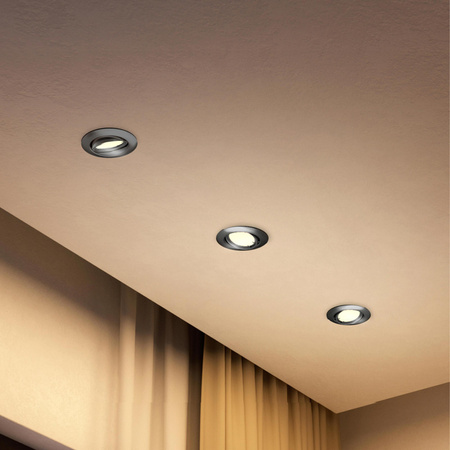 Oprawa Podtynkowa Wpuszczana LED GU10 Ruchoma Aluminiowa Okrągła Czarna Peridot Philips