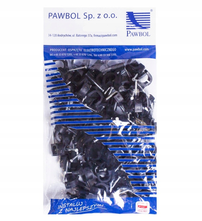 Uchwyt Kablowy Płaski FLOP KLIP YDYp3x2,5 13/7 Czarny 100szt PAWBOL