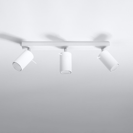 Lampa Sufitowa Oprawa Natynkowa SPOT TUBA Reflektor 3x GU10 Tubularna Biała Nowoczesna Ring Sollux