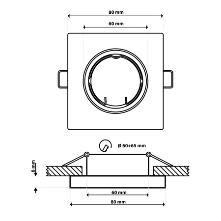 6x Oprawa Halogenowa Podtynkowa Stała Kwadrat PAVO Chrom Blacha MR16 GU10 LUMILED