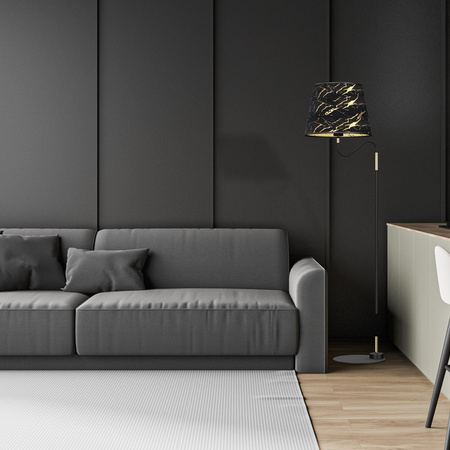 Lampa Stojąca Podłogowa HERMES Czarna Złota 1xE27 Milagro