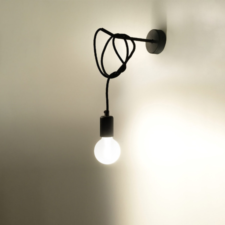 Lampa Ścienna Kinkiet E27 Nieregularna Czarna Industrialna Edison Sollux