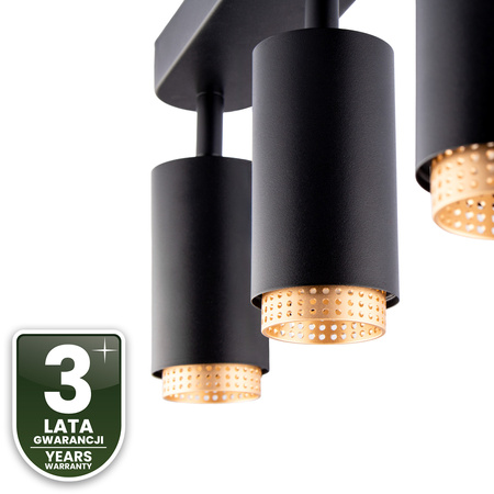 Lampa Sufitowa Reflektor LED 3x GU10 Tuba Spot ELIGIS Czarny LUMILED