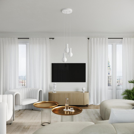 Lampa Sufitowa Wisząca Zwis 3x G9 Okrągła Biała Nowoczesna Matowa Halo Sollux