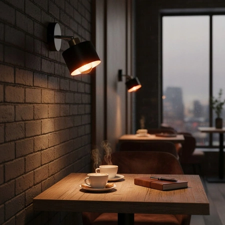 Lampa Ścienna Reflektor Kinkiet Spot E27 Ruchomy Czarny Miedziany Elza Masterled