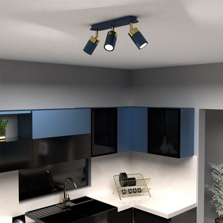 Lampa sufitowa JOKER NIEBIESKI ZŁOTY 3 x GU10 MILAGRO Metal styl nowoczesny