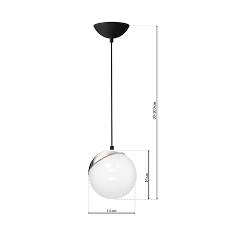 Lampa wisząca SFERA 1xE27 60W Biała Kula Chromowane Detale MLP4673 Milagro Metal + Szkło