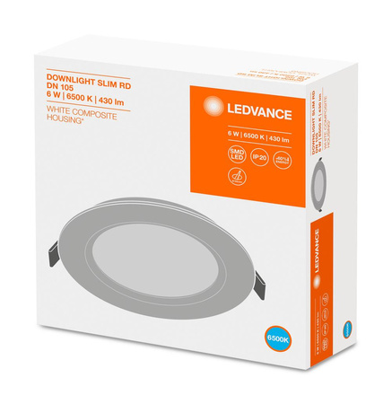 Panel LED Podtynkowy wpuszczany 6W 6500K DOWNLIGHT Slim DN105 LEDVANCE okrągły