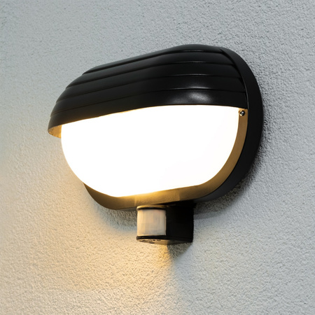 Lampa Ogrodowa Kinkiet Elewacyjny FRODA E27 IP44 z Czujnikiem PIR Czarna