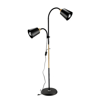 Lampa Stojąca Podłogowa LED 2x E27 144cm LOFT z Włącznikiem Czarna