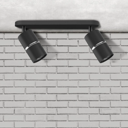 Oprawa Ścienno-Sufitowa Reflektor Punktowy 2x GU10 CzarnaSrebrna BAMBOO Sanico Goldlux