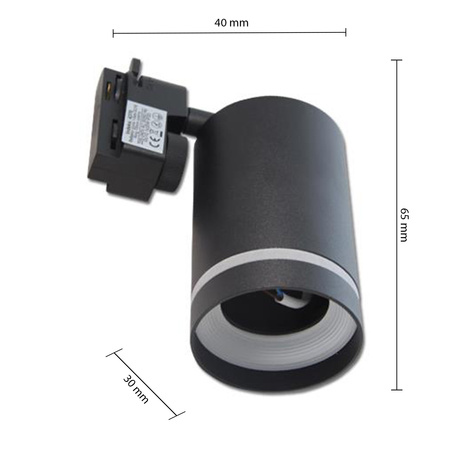 Reflektor Szynowy GU10 Czarny Lampa z Ozdobnym Pierścieniem do Szynoprzewodów Jednofazowych