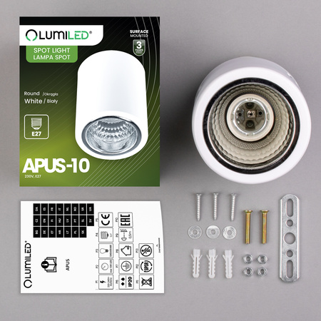 Oprawa Sufitowa Natynkowa Stała Okrągła APUS 10 Spot TUBA Biała E27