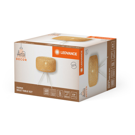 Lampa Stołowa Oprawa Biurkowa Stojąca Dekoracyjna E27 Beżowy USB-C Decor Ledvance