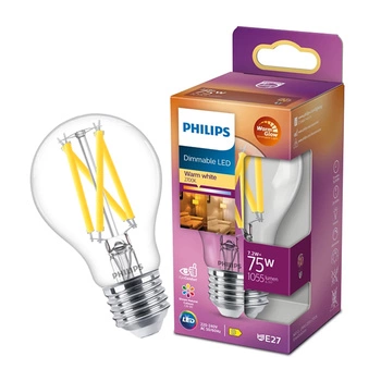 Żarówka LED E27 A60 7.2W = 75W 1055lm 2700 Ciepła Filament PHILIPS  Ściemnialna