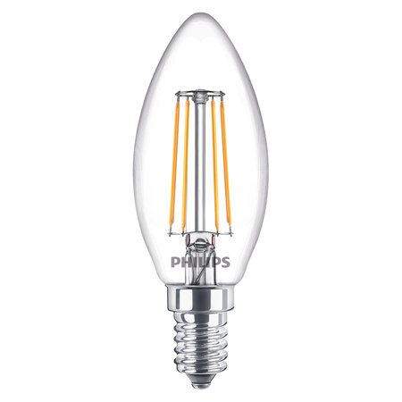 4x Żarówka LED E14 Świeczka B35 4.3W = 40W 470lm 2700K Ciepła 300° FILAMENT Essential Philips