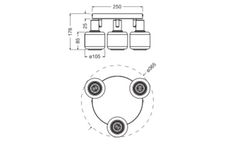 Lampa Sufitowa LED Ściemnialna 3-Punktowy Dekoracyjny Okrągły Ozdobny E14 8.4W Ściemnialna Black LEDVANCE