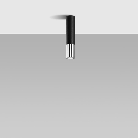 Lampa Sufitowa Oprawa Natynkowa SPOT TUBA GU10 Tubularna Czarna Chrom Nowoczesna Loopez Sollux