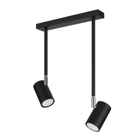 Lampa Sufitowa Oprawa Natynkowa SPOT TUBA Reflektor 2x GU10 Wisząca Zwis Ruchoma Tubularna Czarna Nowoczesna Norano Sollux