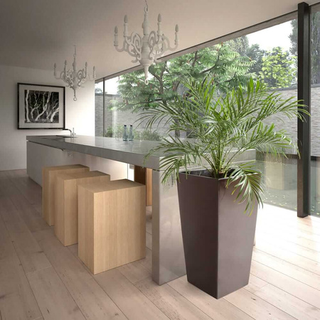 Donica Trapez Ogrodowa z Wkładem Doniczka Dekoracyjna 14x14cm Domowa Kwadratowa do Kwiatów Biała POŁYSK