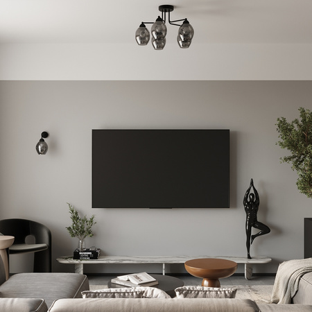 Lampa Sufitowa Wisząca Zwis 5x E27 Żyrandol Owalna Czarna Nowoczesna Fillan Sollux